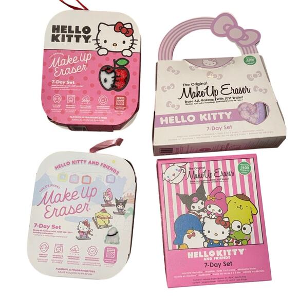 NIB Hello Kitty Makeup Eraser Full 4-Piece Set Sanrio Collab 7-Day Sets - Picture 2 of 16
